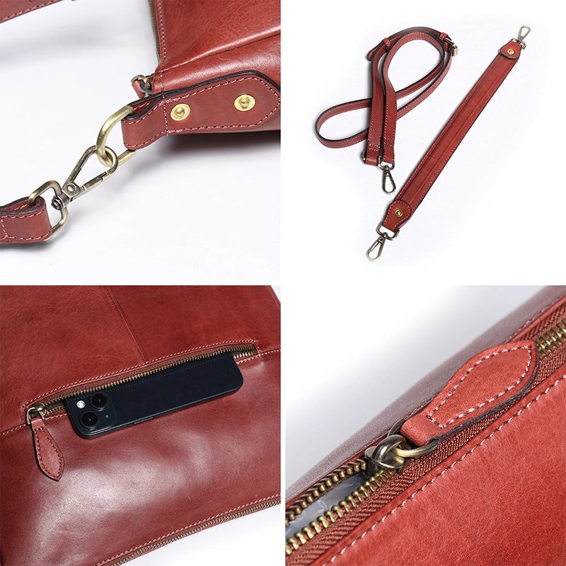 Medium Vegetable Tanned Leather Crossbody Handbag