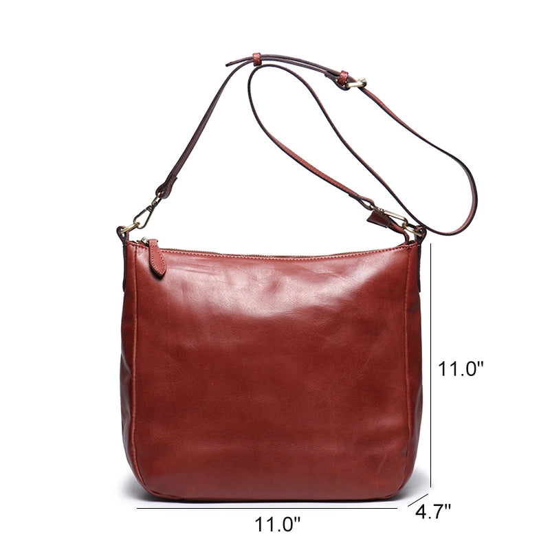 Medium Vegetable Tanned Leather Crossbody Handbag